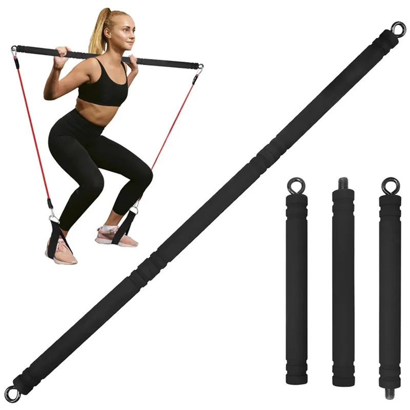 Multi Functional Portable Weighted Exercise Pilates Bar Non-slip Yoga Resistance Bar Stick with Beginner Workout Equipment