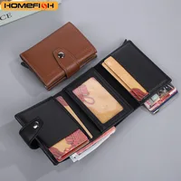 Homefish RFID Blocking PU Leather Slim Card Wallet Hasp Closure Mini Credit Card Holder For Men Male Daily Business Pocket Purse 5