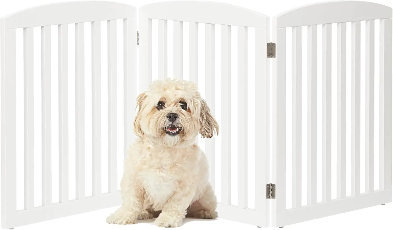 Wooden Freestanding Foldable Pet Gate for Dogs, 24 inch 3 Panels Step Over Fence, Dog Gate for The House