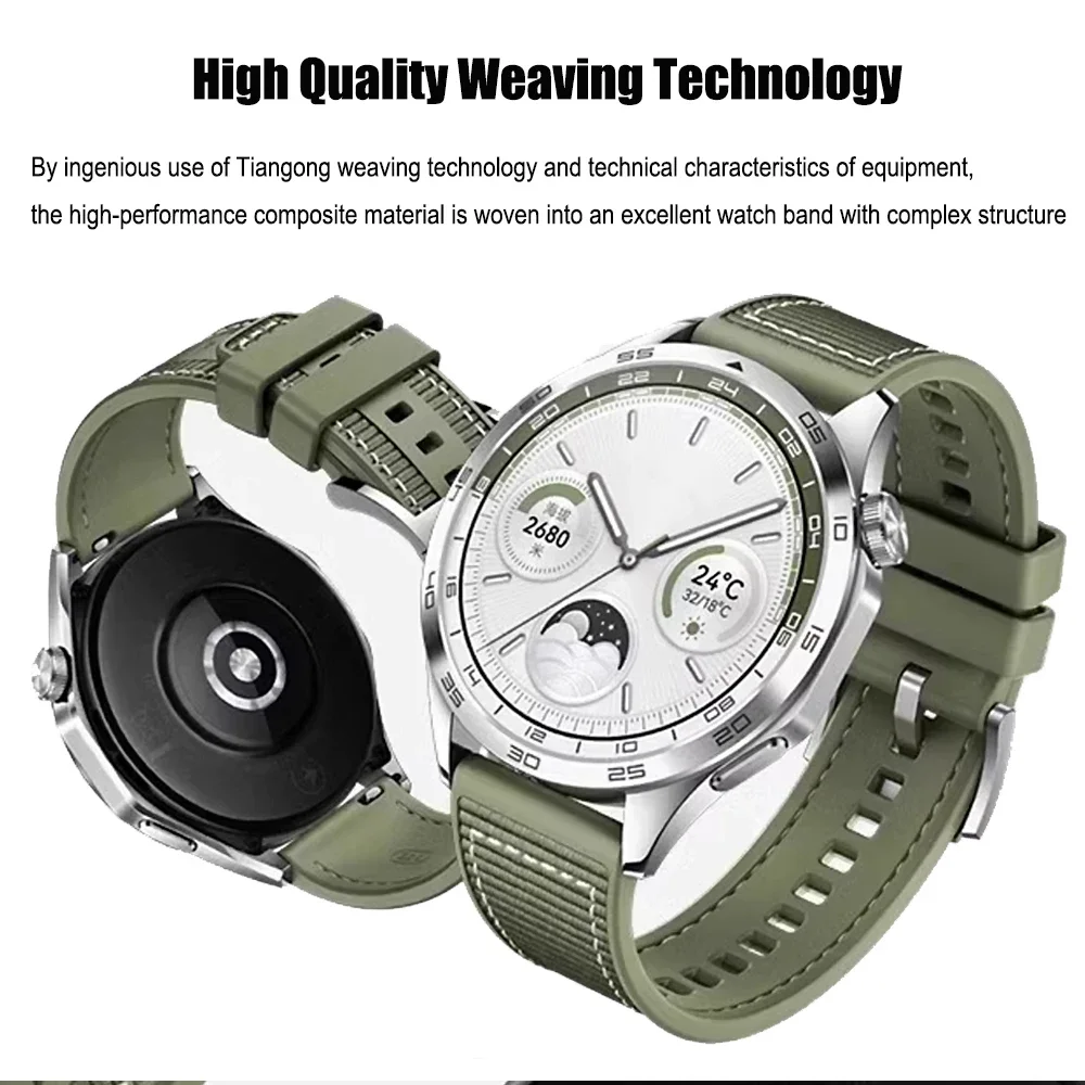 Official 22mm Nylon Strap For HUAWEI WATCH Silicone Band GT 4 46mm Watch 4 Pro GT 3 2 Pro Sports Composite Wristbands Bracelet