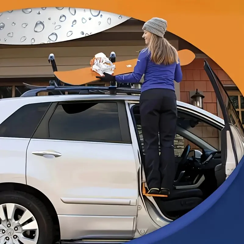 قطعة واحدة من خطوة باب السيارة القابلة للطي، حامل معدني متين لسهولة الوصول إلى السقف. عالمي مناسب لمعظم المركبات. #4