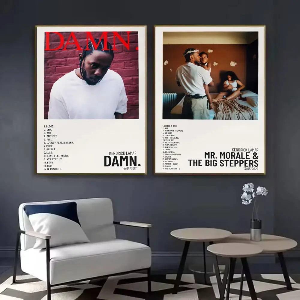K-Kendrick Lamar Rapper Album Poster Waterproof Sticky Wall Art Print For Bedroom Living Room Hallway Bar Home Decor