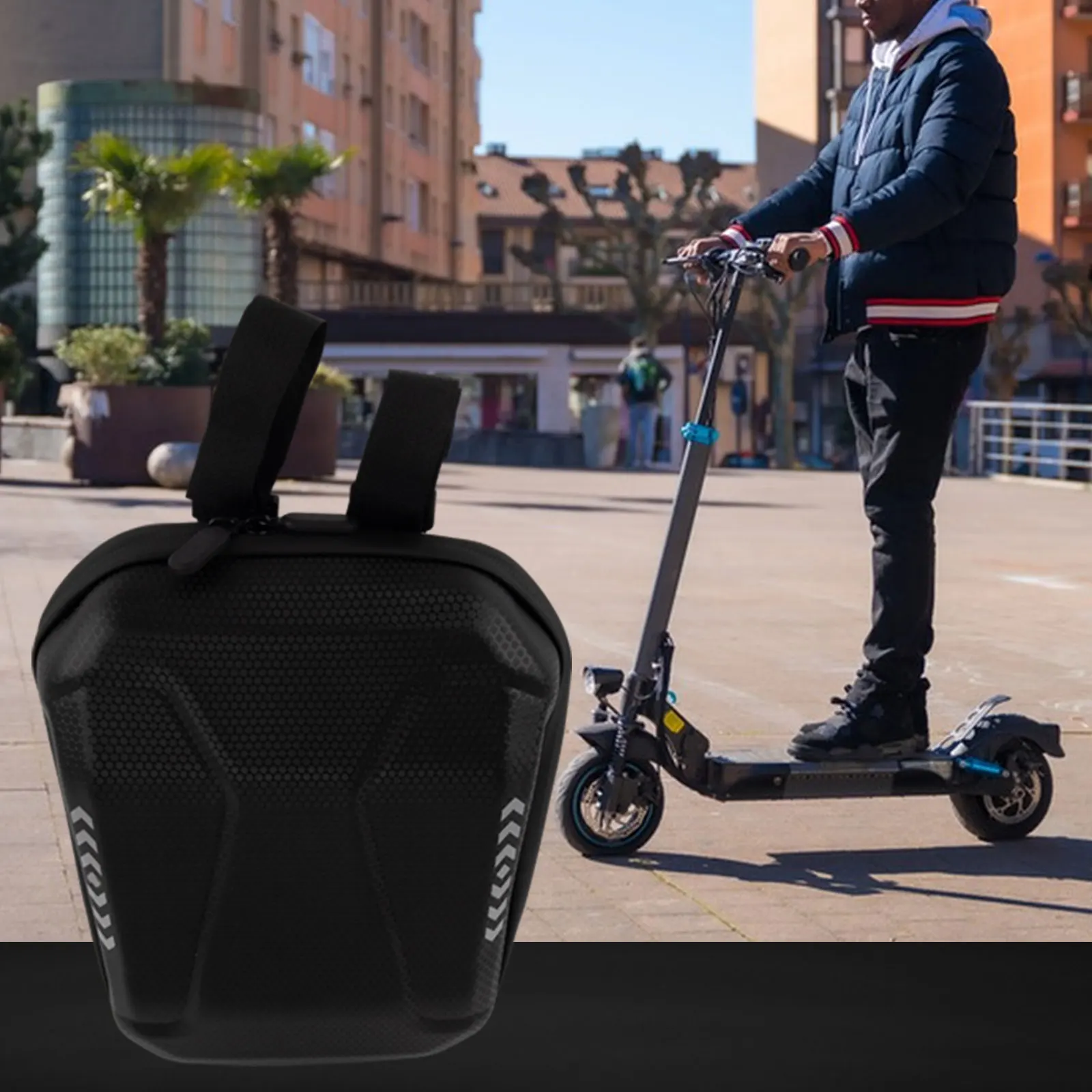 

Electric Scooter E-Bike Front Hanging 2.5L EVA Storage Bag With Mesh Organizer Secure Strap Mount For Outdoor Riding Essentials
