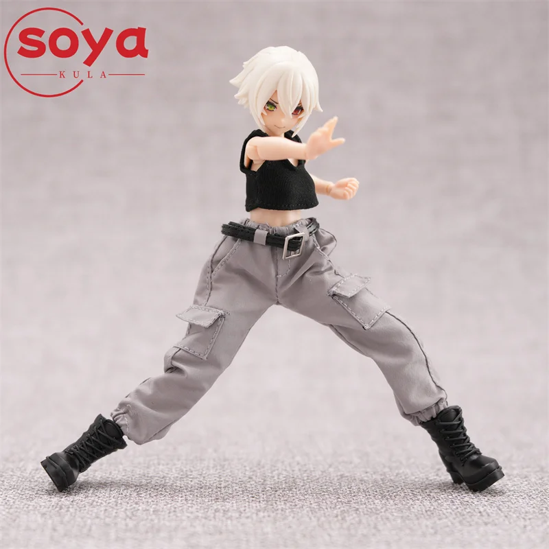 Gilet da ragazza in scala 1/12, pantaloni da lavoro casual, modello di vestiti, adatto per bambole corpo di action figure femminili Azone da 15 cm