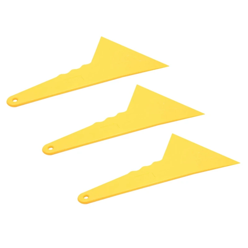 

3X Plastic Yellow Auto Car Window Sticker Film Scraper Squeegee Cleaning Tool 23.6X12.3Cm