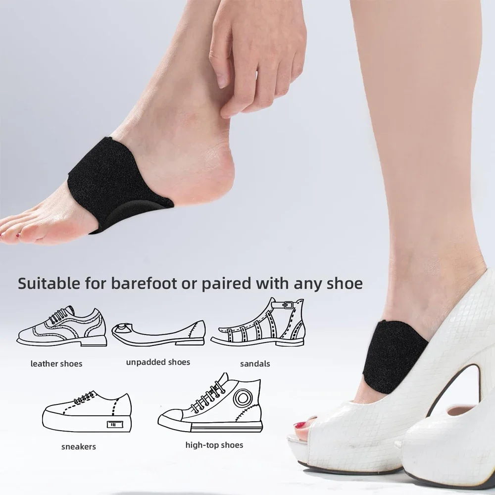 1 Pair Arch Support, Adjustable Orthotics Compression Arch Support Braces Bands, Gel Pads for Flat Feet High & Fallen Arches