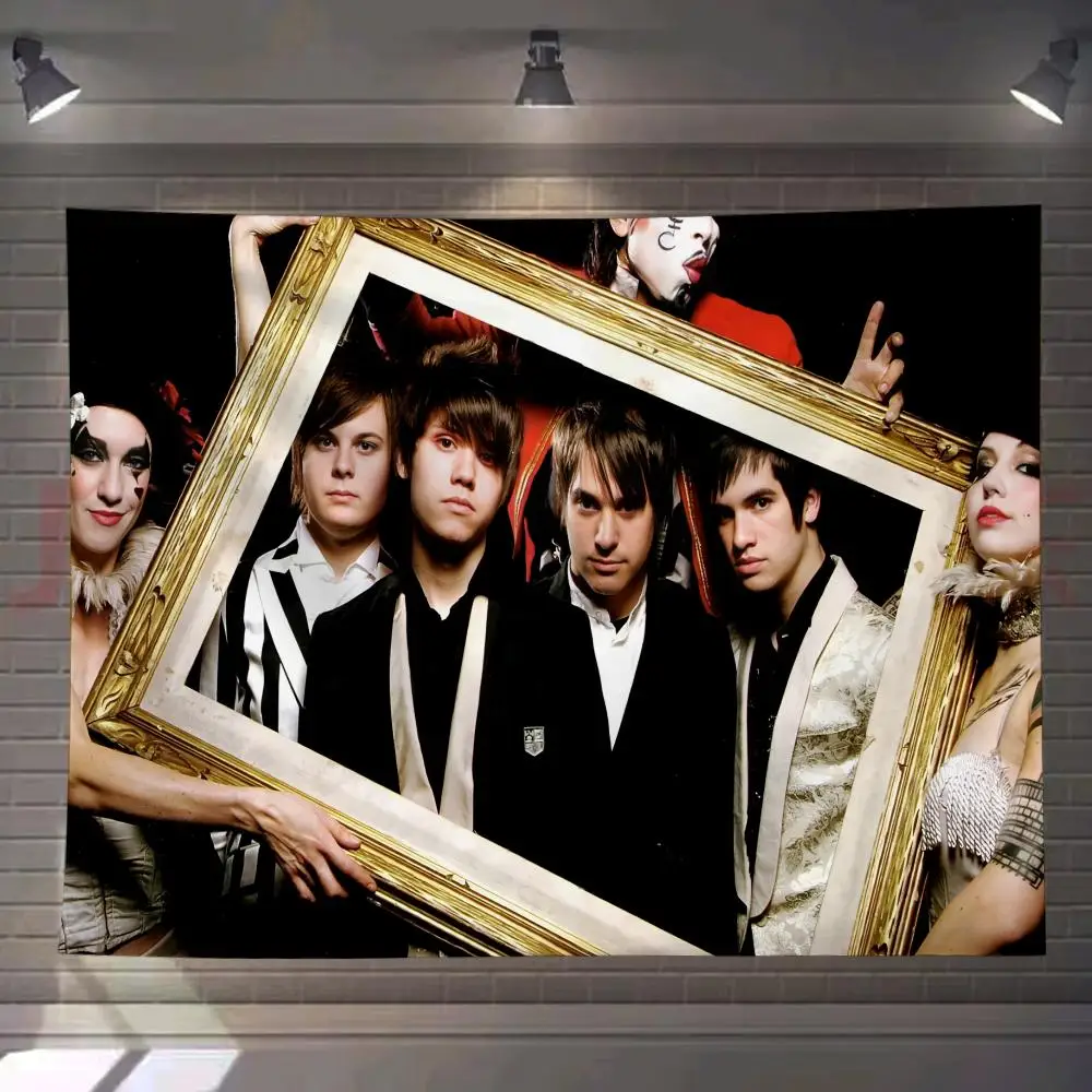 P-PANIC AT THE DISCOS Rock Tapestry Custom Living Bedroom Party Dormitory Interior Wall Bohemian Decoration Attached Clip