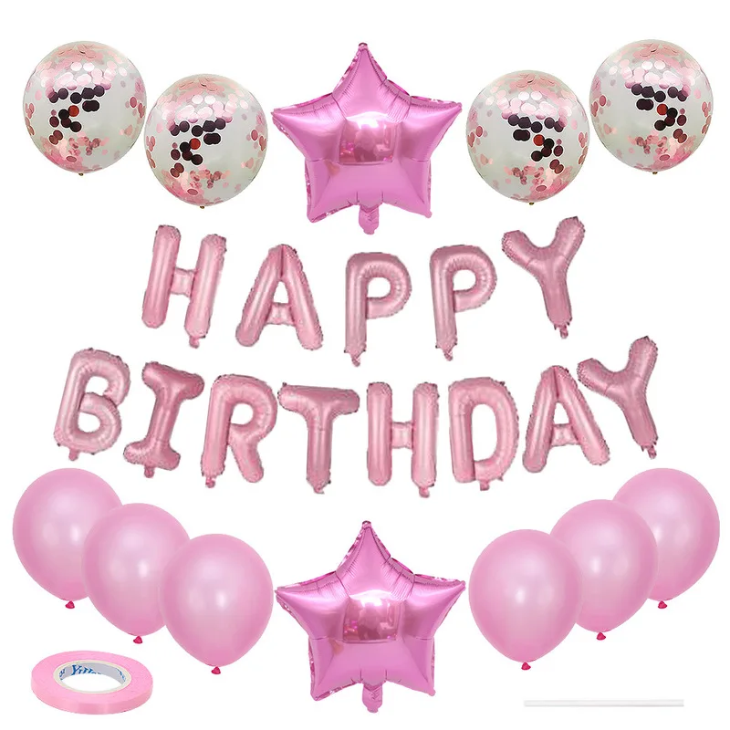 Aluminiumfolien-Ballon-Set für Geburtstagsfeiern, alles Gute zum Geburtstag, Dekoration, Partyzubehör für den ersten Geburtstag, 25-teilig