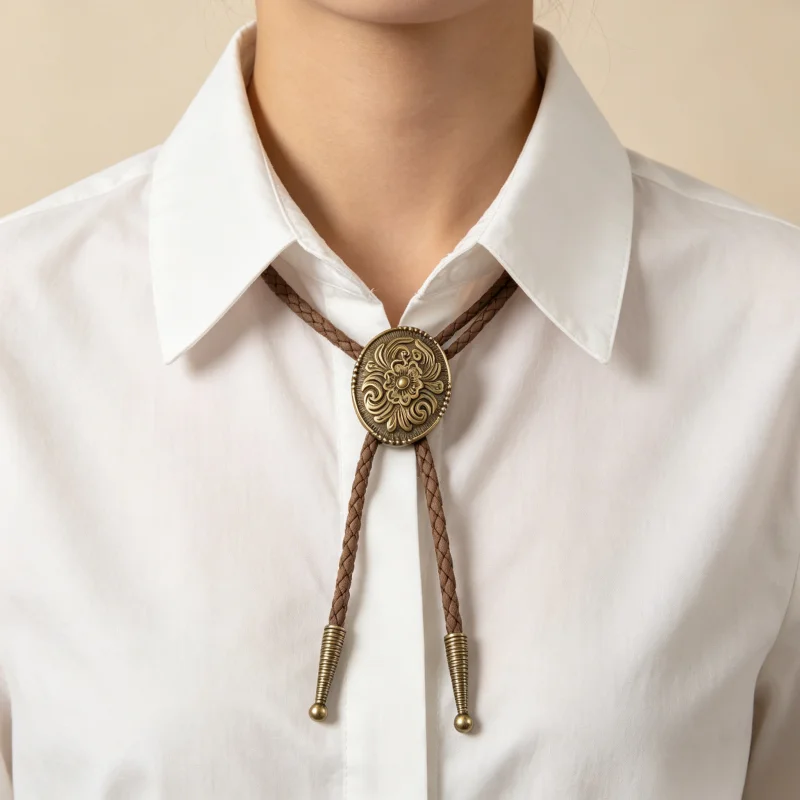 Adjustable Skull Head Arm Modeling Western Cowboy Bolo Tie Rodeo Dance Necktie Faux Leather Pendant Necklace Halloween gift