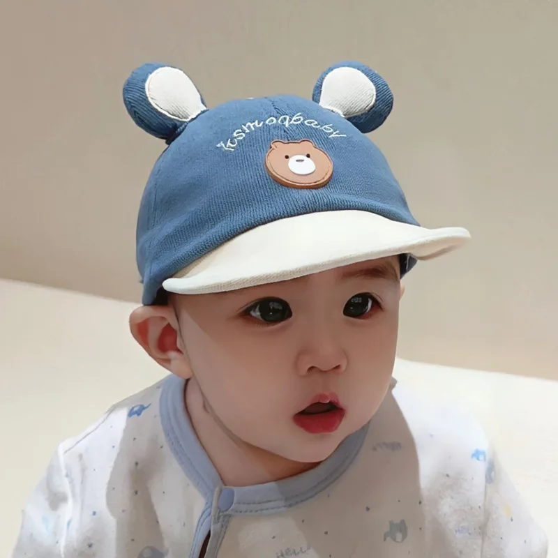 Cartoon Bear Baby Baseball Cap with Ears Cute Animal Sun Hat for Boys Girls Casual Infant Peaked Hat