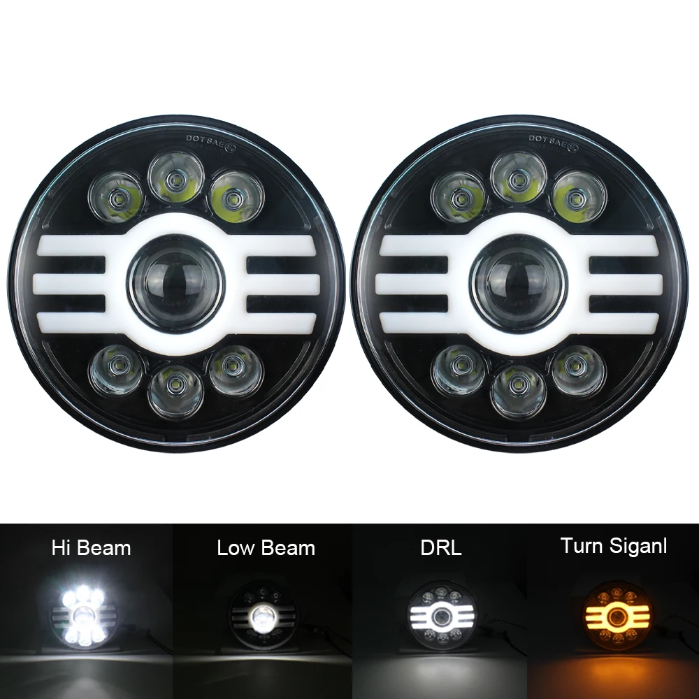 1 pair 7 inch Led Headlight New Turn Signal Day Light for Jeep Wrangler JK TJ Any 7