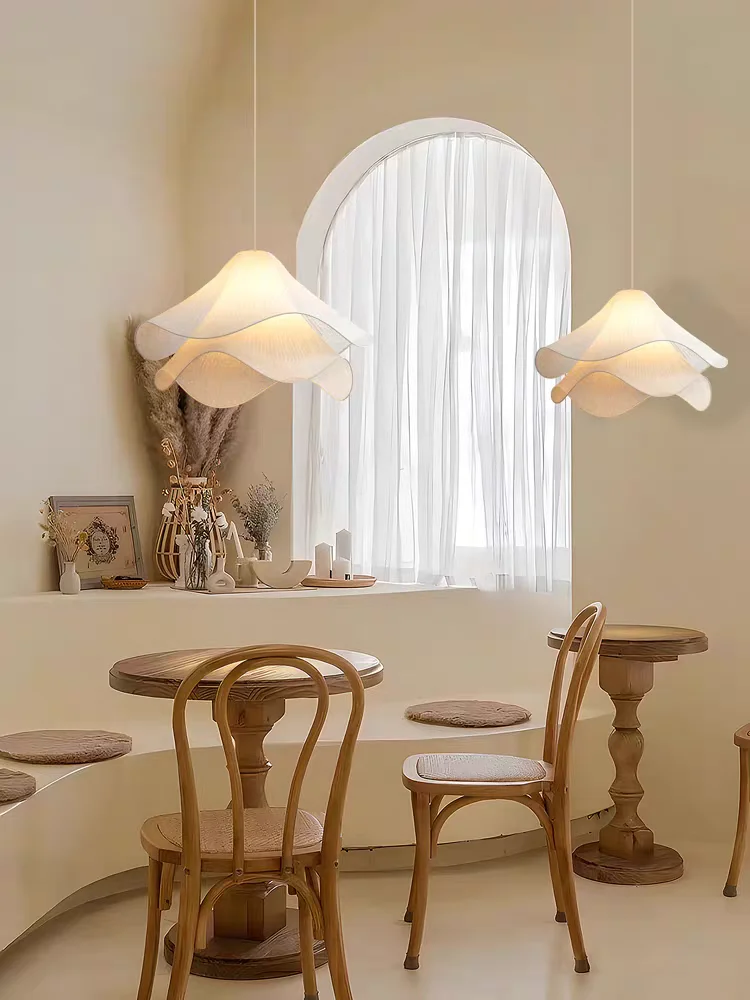 ديكور الثريا من القماش الشمالي للمنازل الفرنسية والشرفة وغرفة النوم المعلقة وتركيبات الإضاءة اللامعة #4