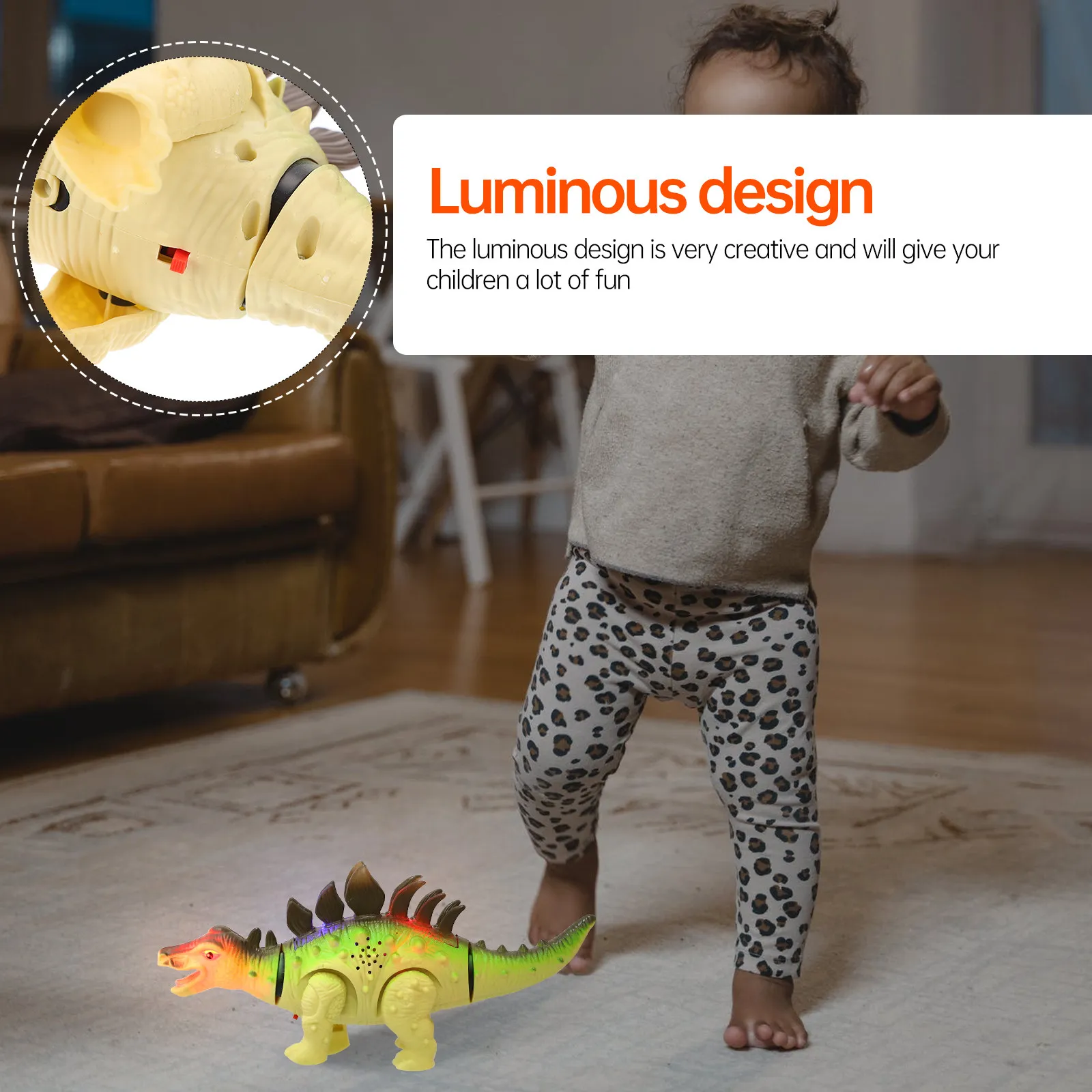 

1Pcs Electric Luminous Voiced Dinosaur Plaything Kids Early Learning Cognitive Walking Animal Recognition Plaything