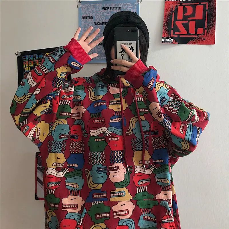 

Pullover hooded sweatshirt for women spring and autumn new Korean version loose bf versatile long-sleeved couple tops large size