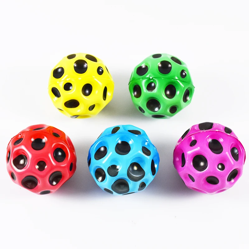 5pcs Jump Ball Soft PU Foam Toys Anti-fall Moon Shape Porous Bouncy Space Ball Indoor Outdoor Toy High Bouncing Ball Kids Toys