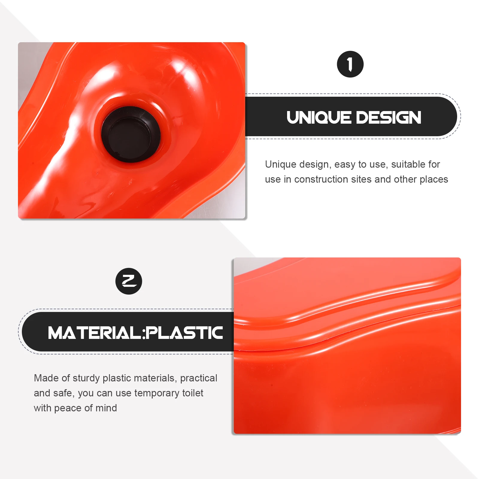 

Утолщенный портативный туалет из ПВХ, временный простой дизайн, легкий уличный строительный сайт, ведро для унитаза для кемпинга, практичный сейф