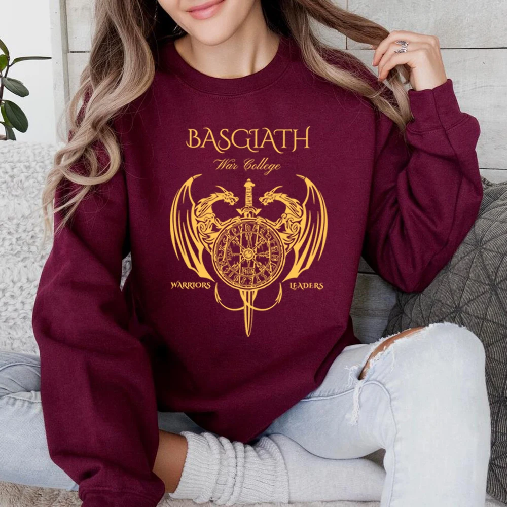 Basgiath War College Sweatshirt Fourth Wing Dragon Rebecca Yoros Hoodie Warrior Leader SJM Merch Cool Dragon Crewneck Sweatshirt