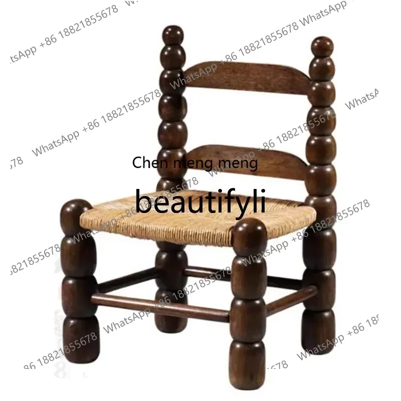 Chinese retro solid wood dining chair medieval homestay ash wood hand-woven chair simple restaurant leisure chair