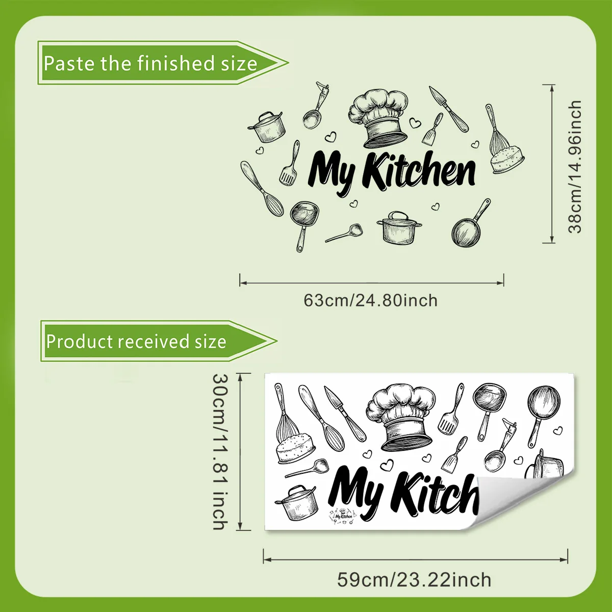 1 Piece Creative Kitchen Utensils Pattern Self-Adhesive Wall Sticker PVC Waterproof Home Decor Art for Kitchen Dining Room 4