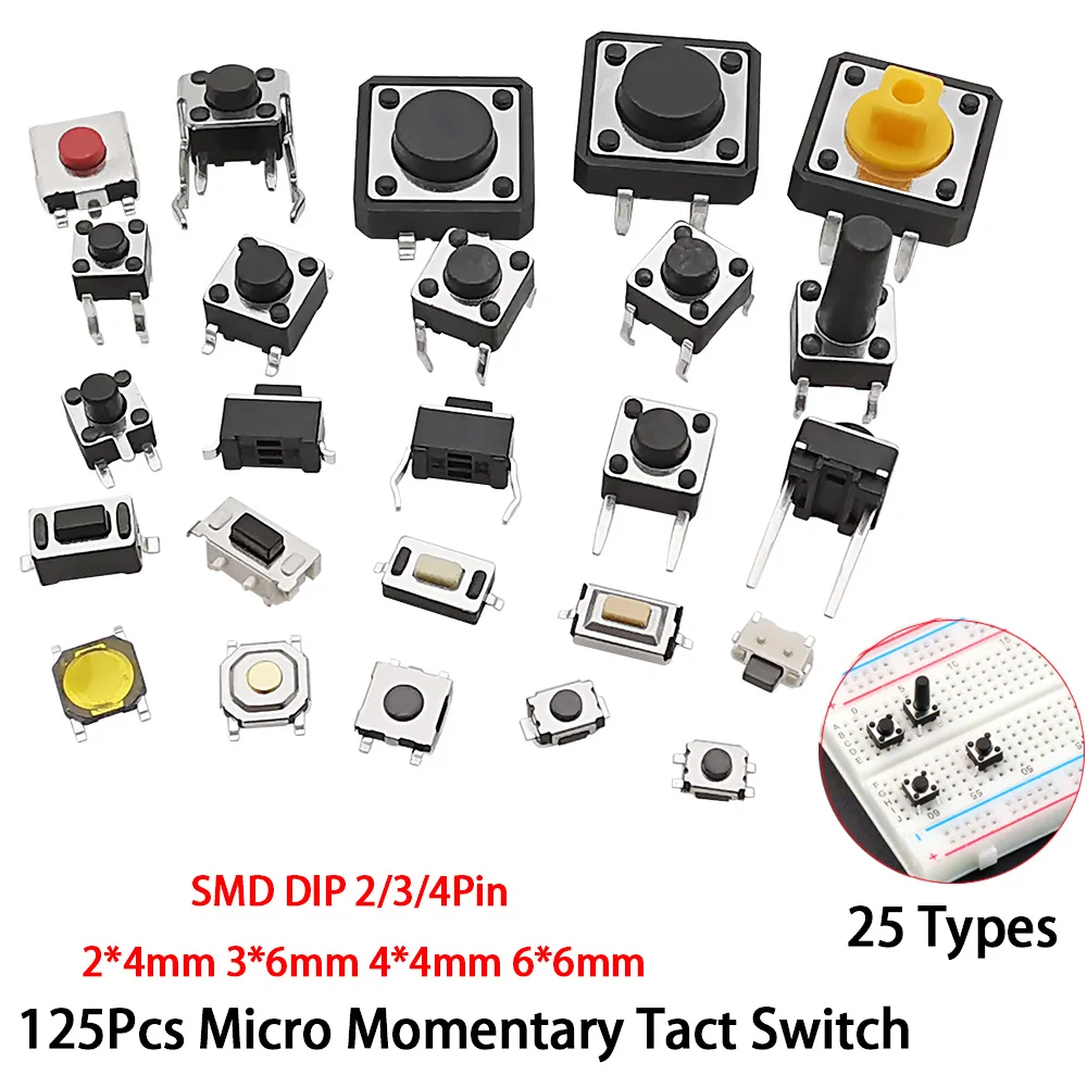 SMD Micro Tactile Push Button Switch Accessories Kit Car Remote Control Tablet Micro Momentary Key Touch Switch Assortment Set