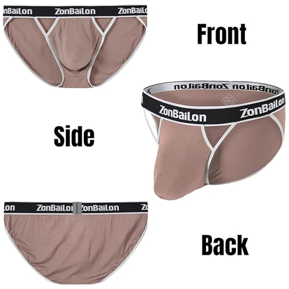 Zonbailon Mens Sexy Front Opening Fly Access Briefs Low Rise Bulge Enhancing Pouch Bamboo Viscose Underwear M L XL 2XL 3XL Pack