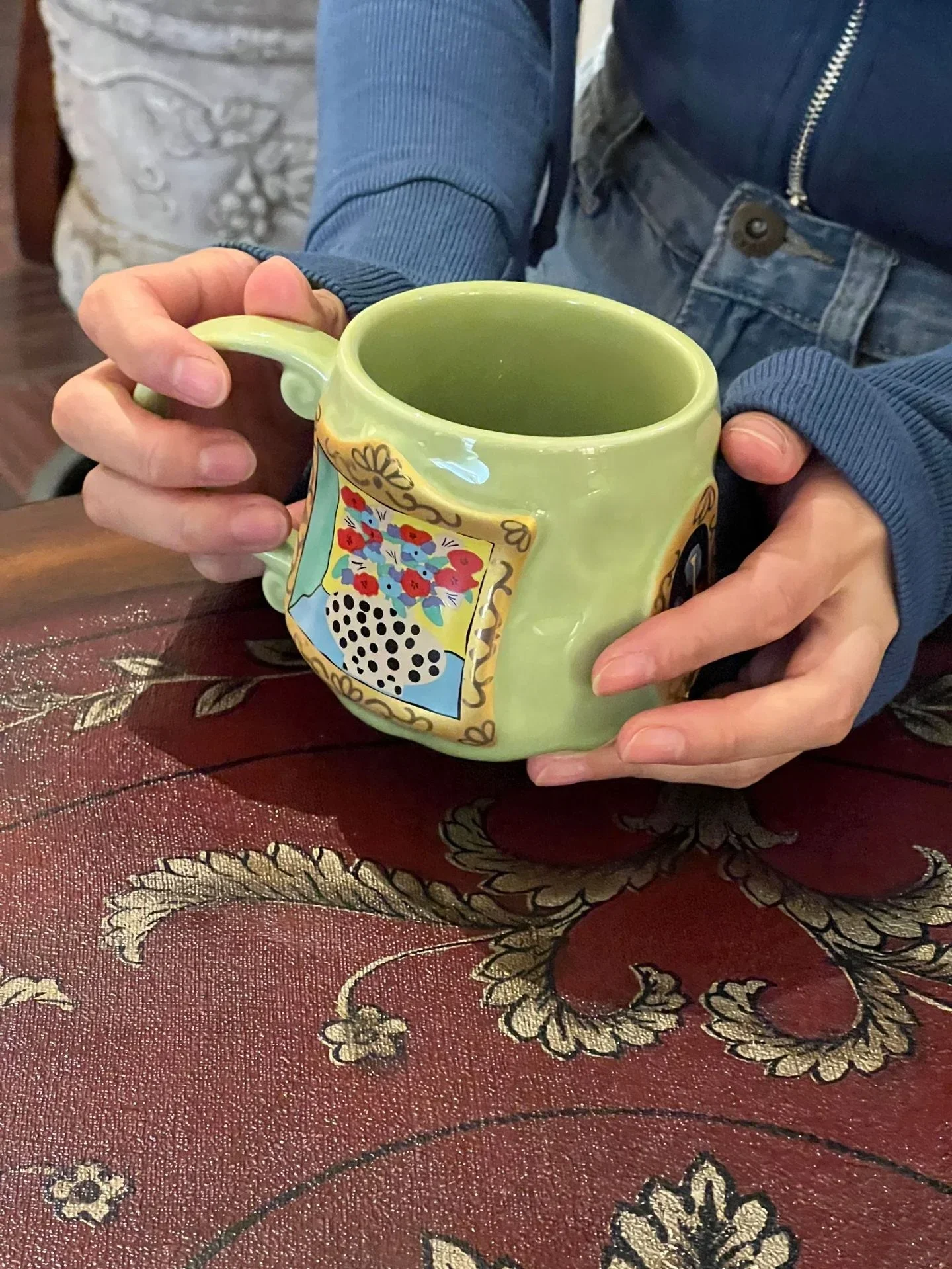 Handmade Ladies Ceramic Water Cup American Coffee Mug with Picture Frame Couple Gift Ceramic Mug