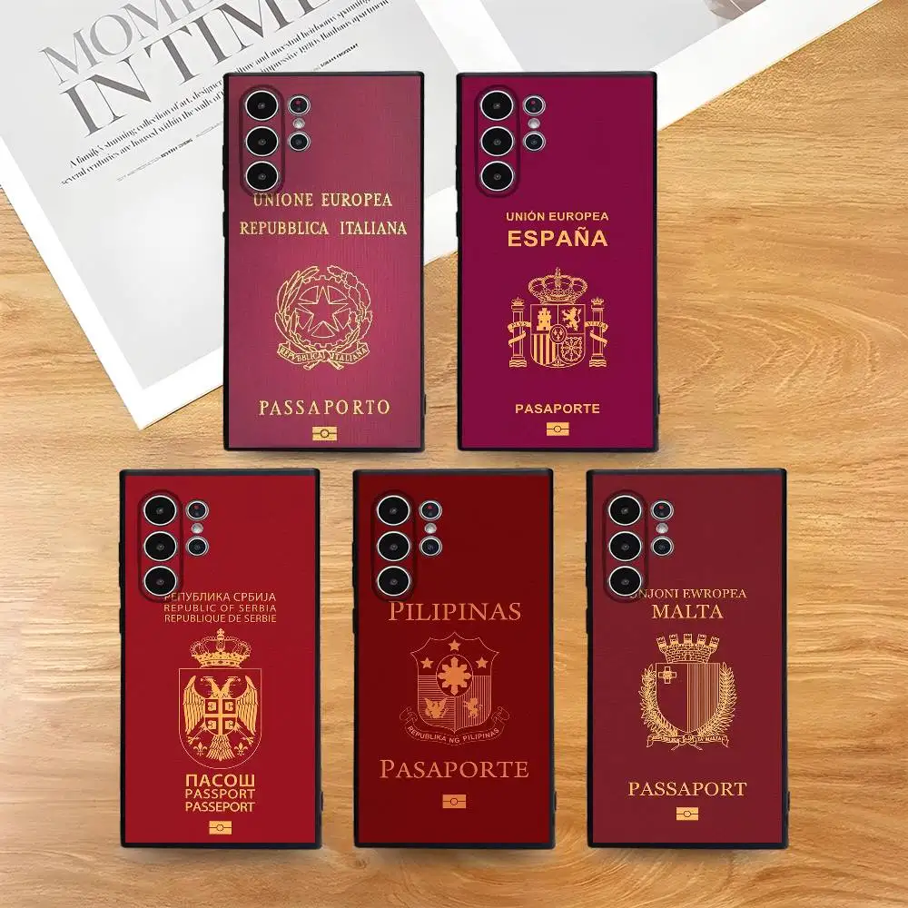 

Light Red-background Passports Phone Case Skin-Friendly Soft TPU Case Compatible With Samsung S21/S22/S23/S24/S25 FE/Plus/Ultra