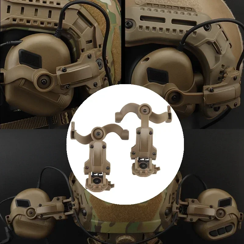 Tactical Multi-Angle Rotation Helmet Rail Adapter for Tactical Headset Fit OPS Core ARC and Team Rail