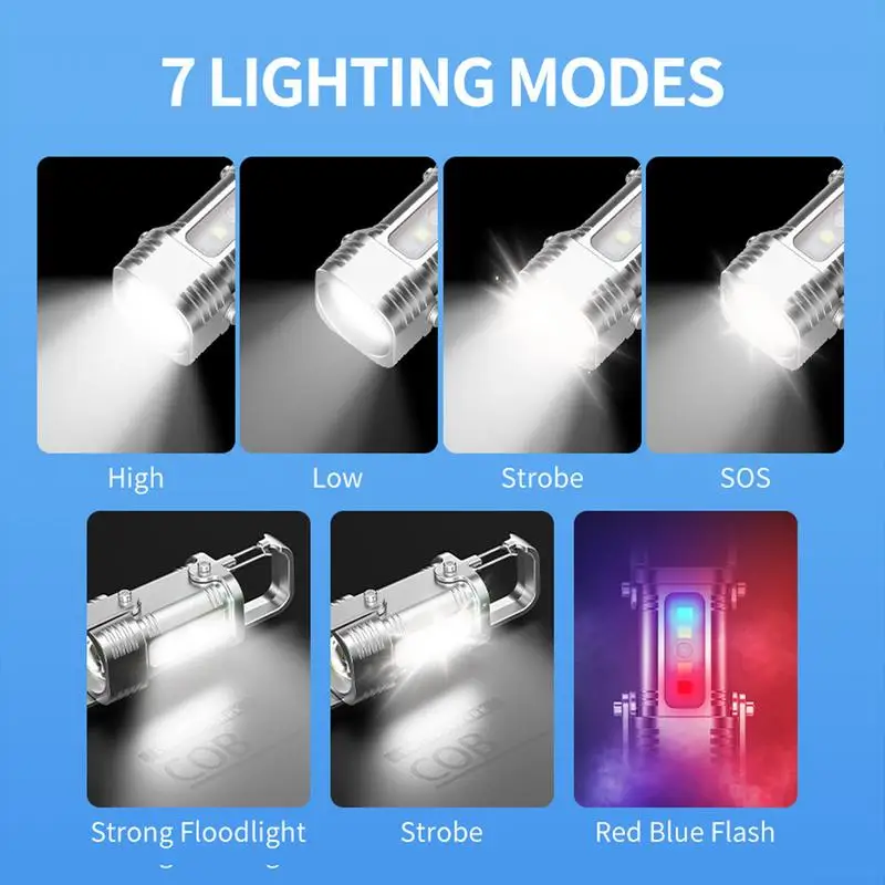 

Keyring Flashlight Compact Rechargeable Flashlight Multifunctional Bright Portable Lighting Accessories For Cycling Outdoor