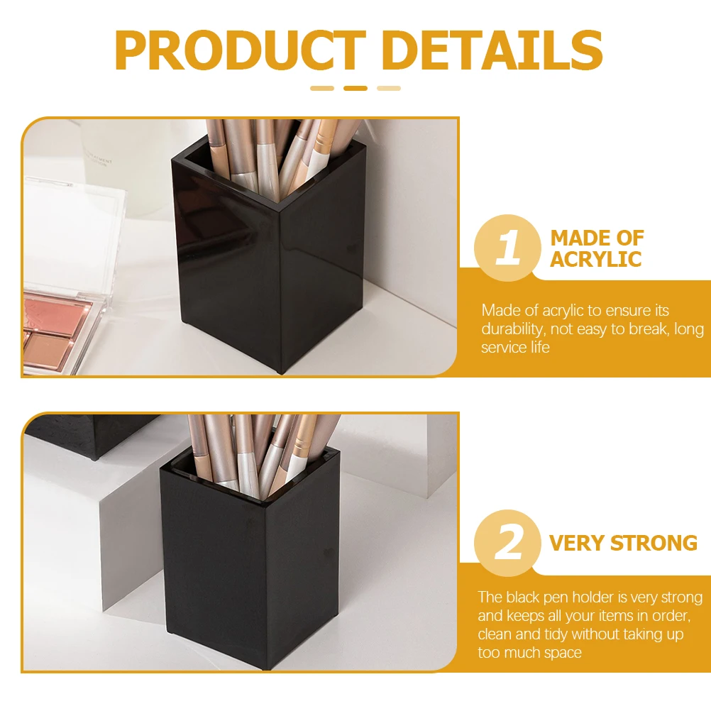 

2 Pcs Pen Storage Box Makeup Brushes Cup Holders for Desk Vanity Stand Plastic Pens Container Acrylic