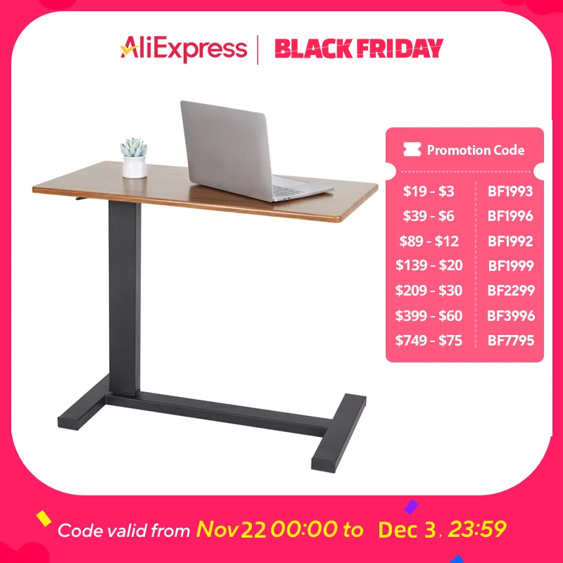 Home Office Laptop Desk Rolling Adjustable 360° Rotation Computer Mobile Stand Over Sofa Table