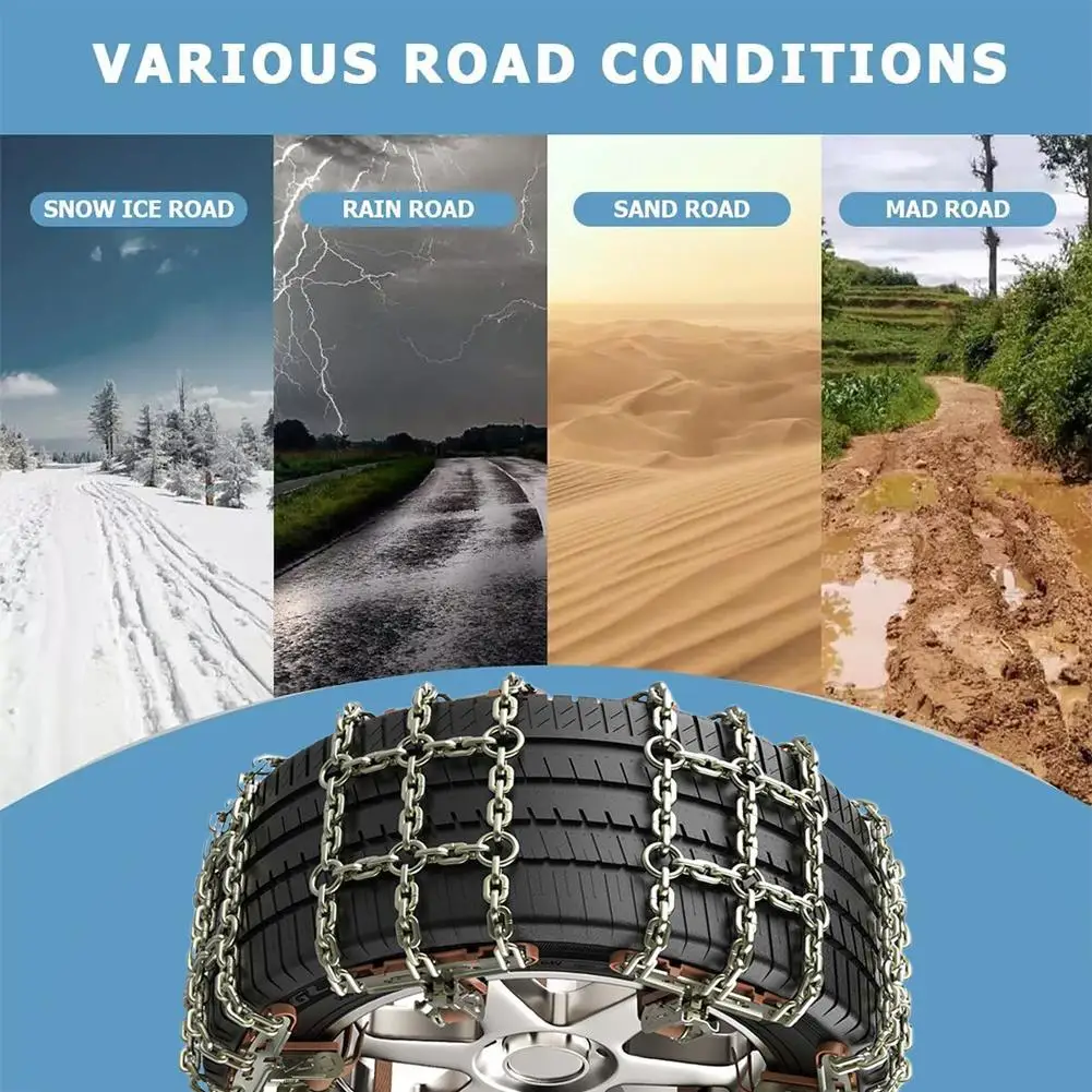1/4PCS Car Snow Chains Universal Tire Traction Chains For Winter Ice Snow Mud Anti Skid Socks For Sedan SUV 4x4 Vehicle