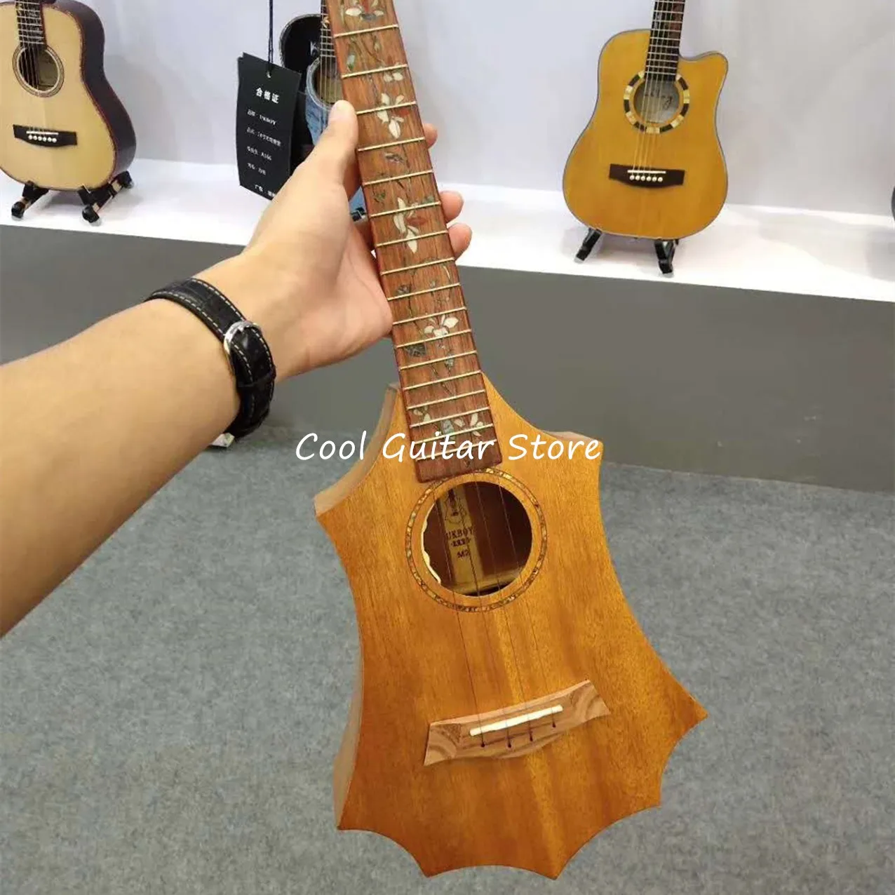 All Solid Mahogany Ukulele,26‘’ Real Abalone Acoustic Guitar,Child Tool,Matt Finish Body,Free Shipping