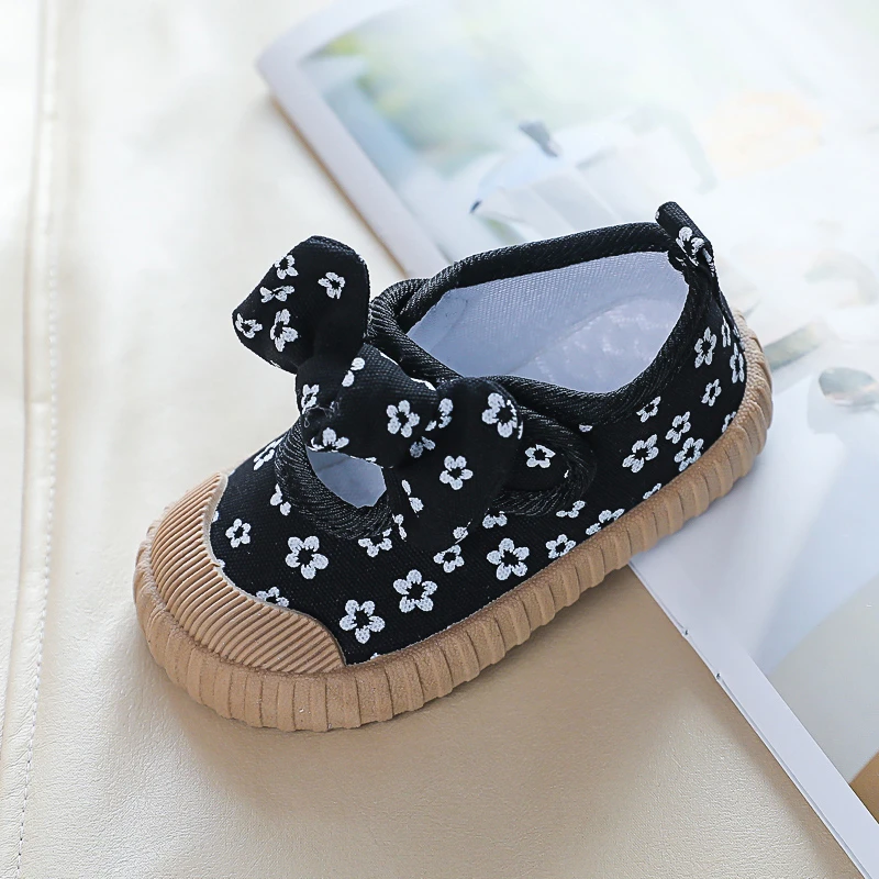 Spring Canvas Girls Shoes Fashion Printed Bow Kids Casual Shoe Girl Children Toddler Princess Shoes