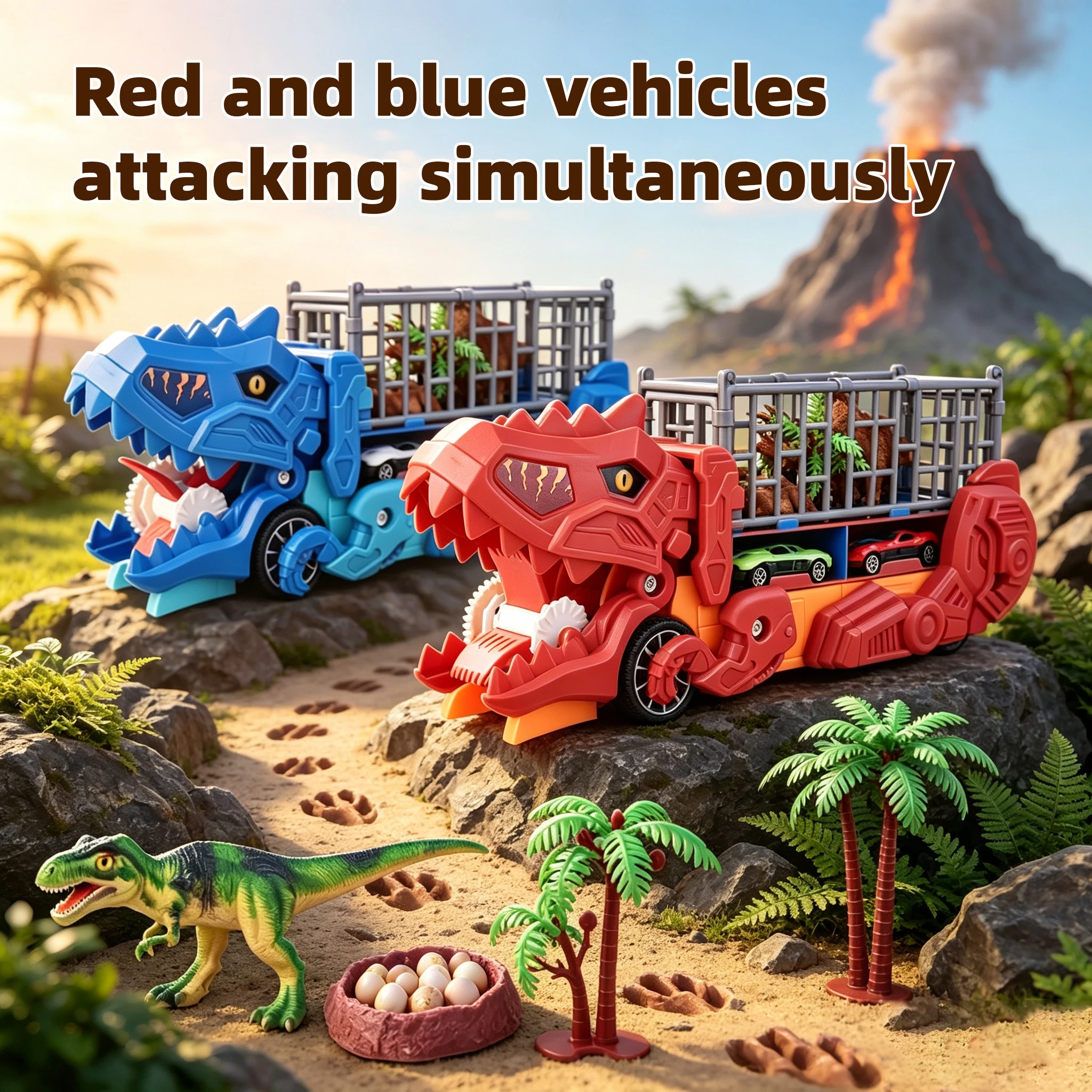 Dinosaur Devouring Track Toy Car, Transforming Car, Sliding and Launching Alloy Small Car, Boy's Birthday Gift, Alloy Car