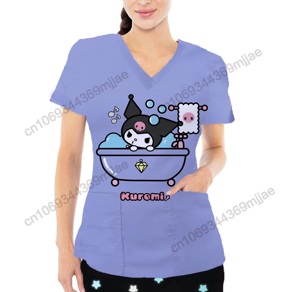 

Nurse Uniform Graphic T Shirts Womens Clothing V-neck Woman Clothes Disney Pocket Y 2k Top for Women Yk2 Women's Tops Y2k Kpop