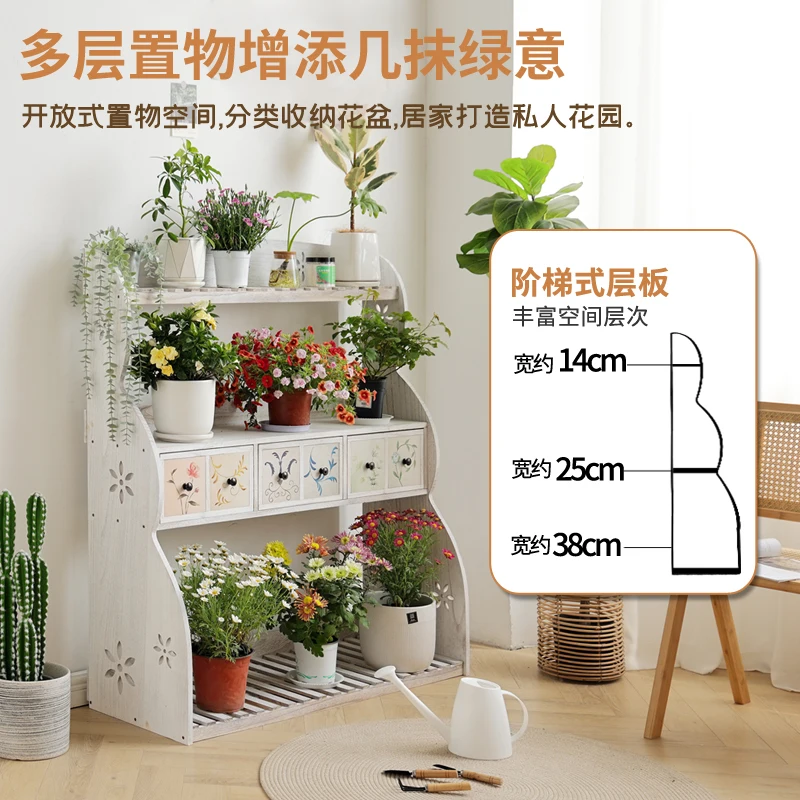

Flower shelf Living room Floor-to-ceiling mobile flower stand Shelf Outdoor courtyard Multi-layer plant pot holder Shelf