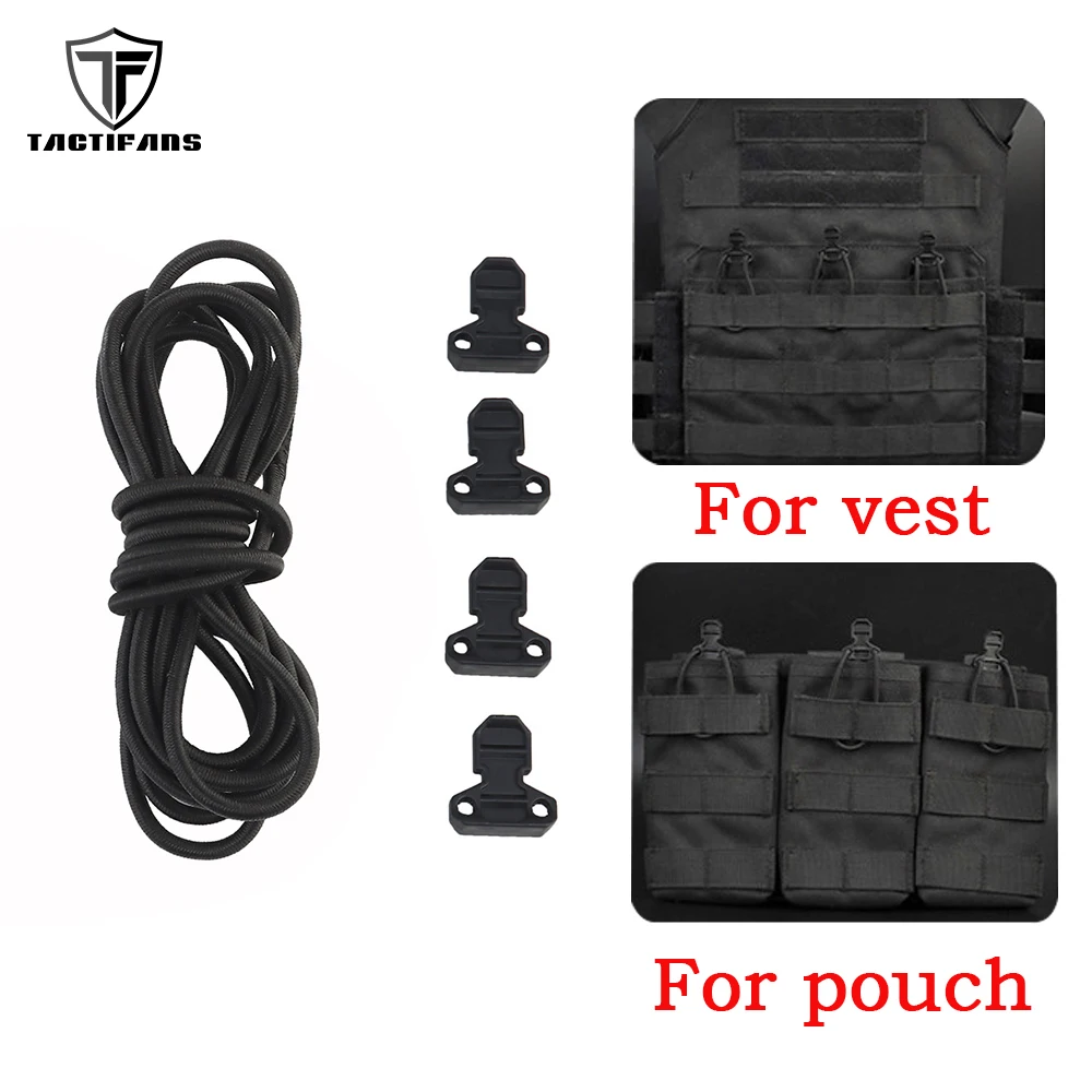 Tactical Elastic Shock Cord Retainer Nylon Pull Tab Fast Draw Elastic Retention Straps For Magazine Pouch Airsoft Hunting Vest