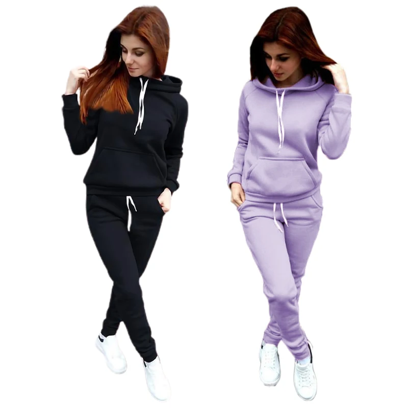 Womens Tracksuit Sets High Quality Autumn Winter Outfits Fashion Casual Jogging Clothing Daily Fleece Warm Commuting Streetwear