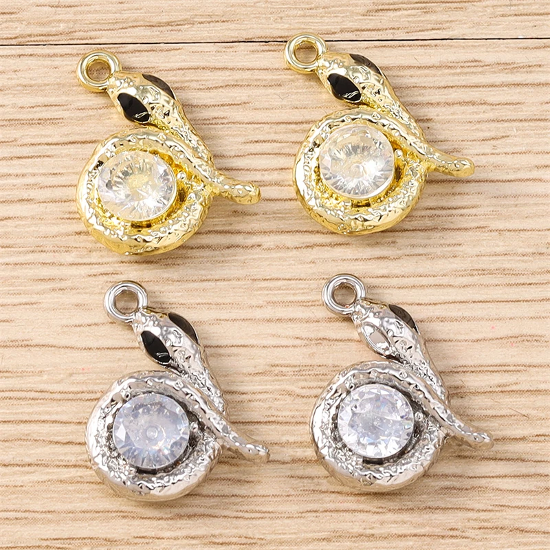 

5pcs 13x19mm Cartoon Animal Charms Crystal Alloy Snake Charms Pendants for Jewelry Making Necklaces Earrings Bracelets DIY Gifts