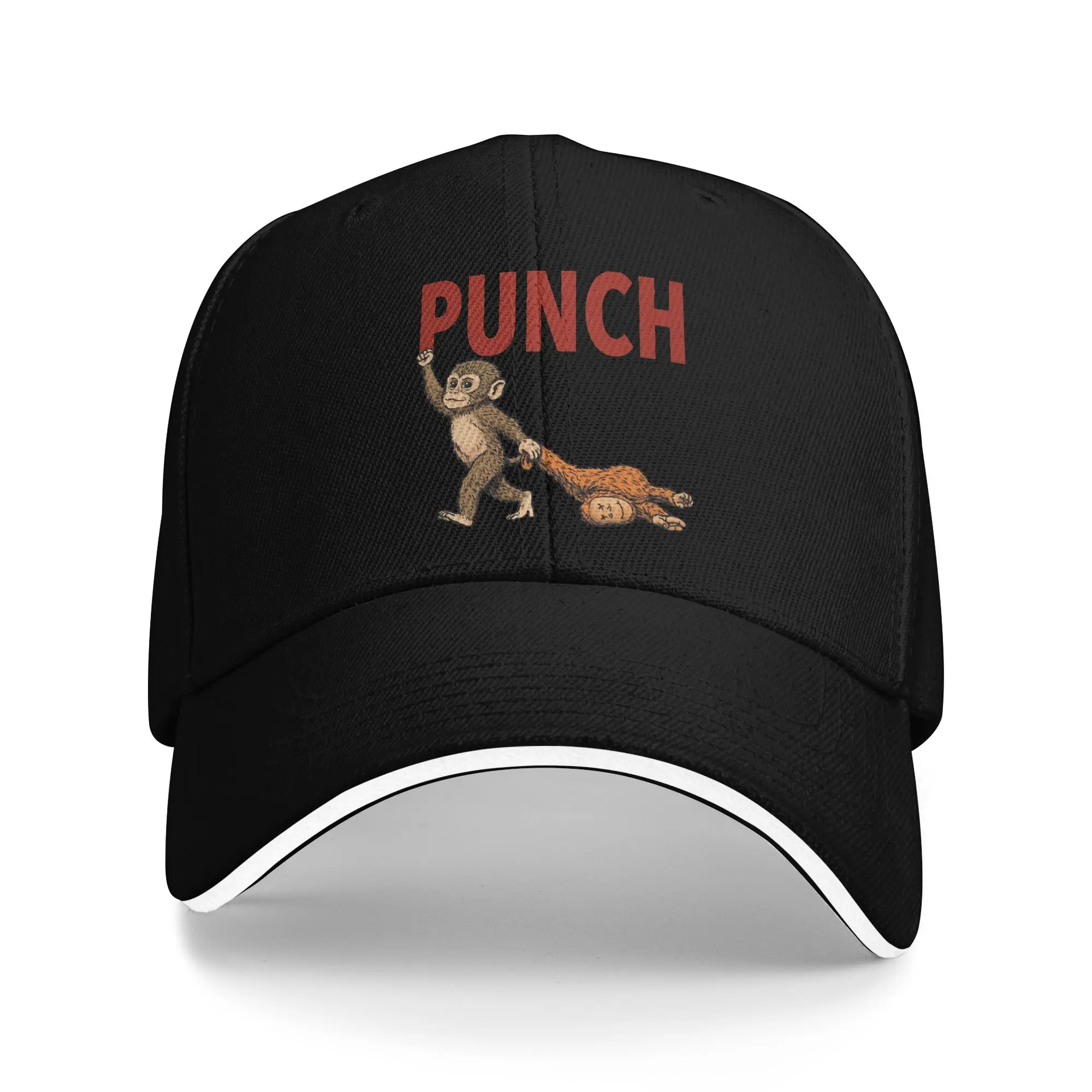 Summer Punch the monkey when life gets you down punch back Baseball Cap Hippie y2k Retro Print Sun Trucker Hat Men Baseball Caps