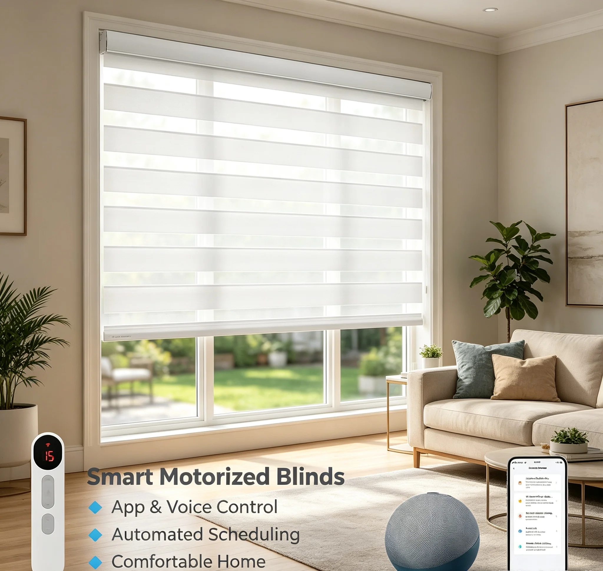 2026 Hot Sale Zigbee Protocol Voice Control Filter Type Day And Night 100% Polyester Fabric Motorized Zebra Blinds For Windows
