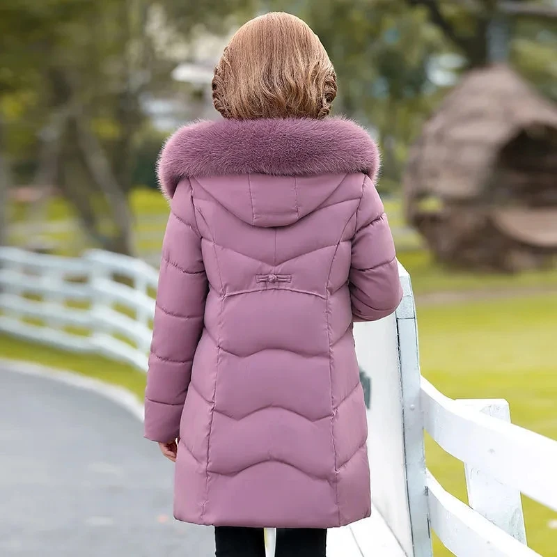 Women Winter Long Cotton Padded Jacket 2024 Winter New Warm Thick Down Padded Jacket Embroidered Loose Parkas Coat Women Outwear