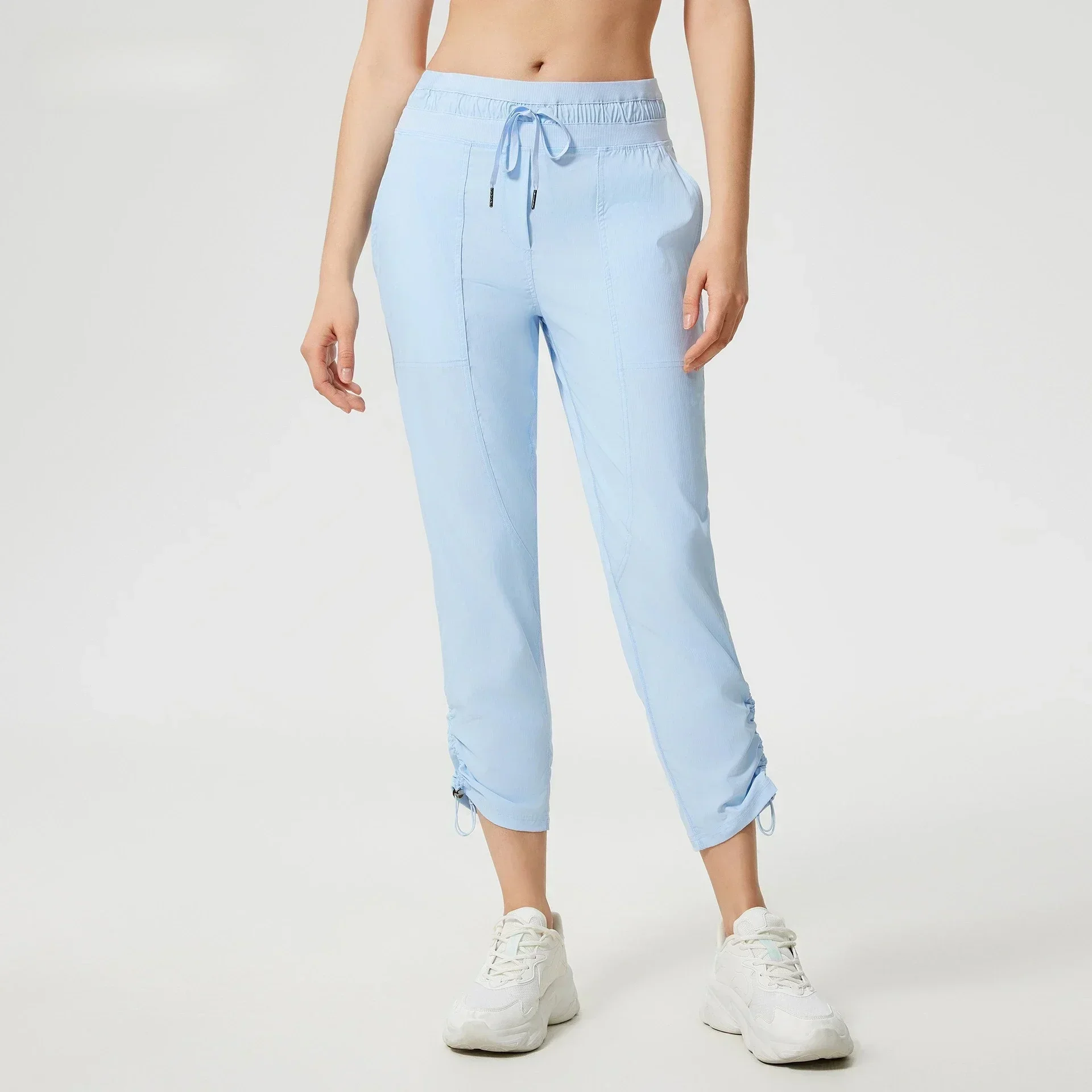 Lemon Women Studio Sports Fitness Casual High Waist Pants Drawstring Lightweight Jogging Yoga Pants with Pockets