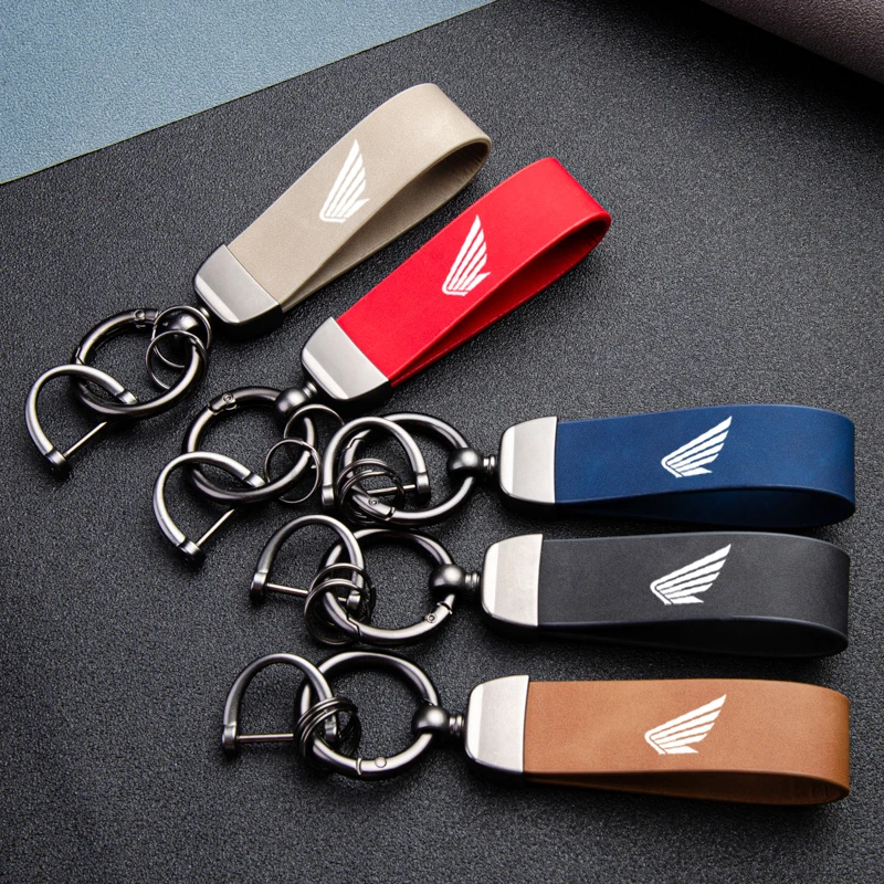 Fantastic Skin feel leather metal keychain For HONDA cbf cbr Hornet NAVI GOLDWING XADV  Motorcycle accessories