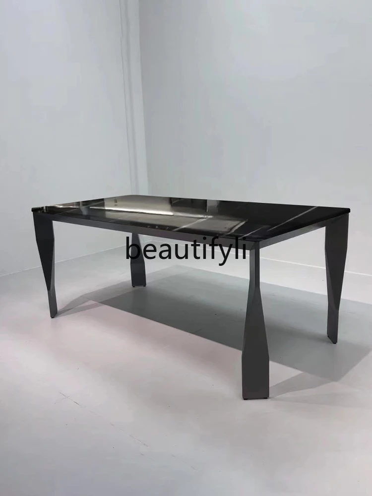 

Natural marble dining table rectangular modern light luxury