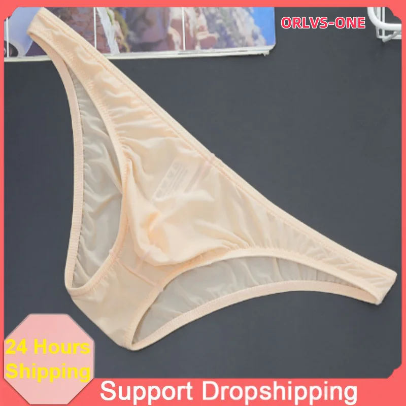 Sommer männer Breifs Sexy Unterwäsche Eis Seide Slip Ultra-dünne Transparente Atmungsaktive Komfortable Niedrige Taille Unterhose MU093