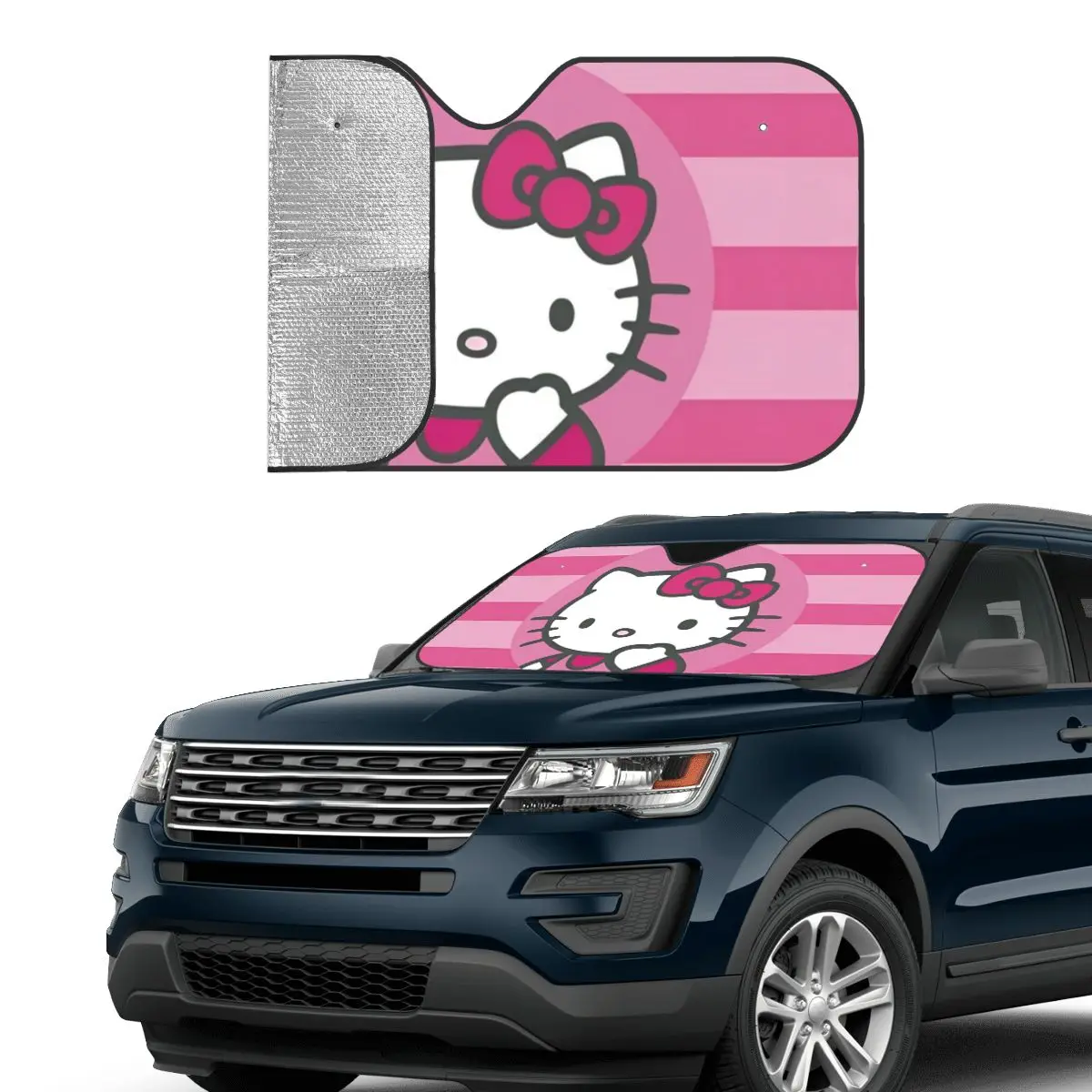 Hello Kitty Cute Windshield Sunshade 70x130cm Cute Kawaii Cartoon Foils Car Sunshade Blinds