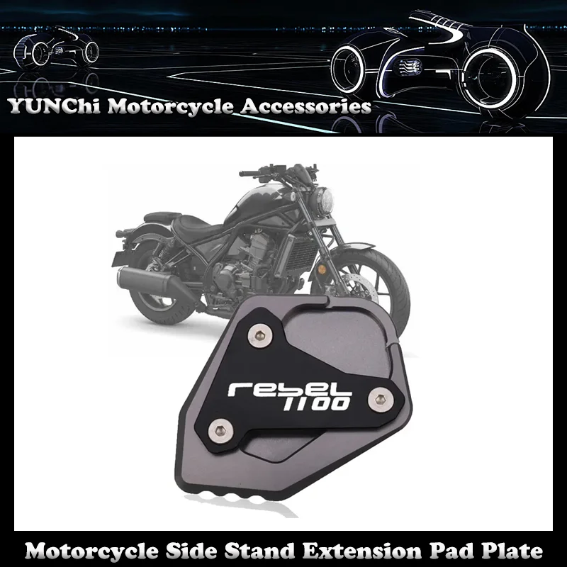 

Motorcycle CNC Kickstand Foot Side Stand Extension Pad Plate Bracket For HONDA CM1100 CMX1100 Rebel1100 2020-2022