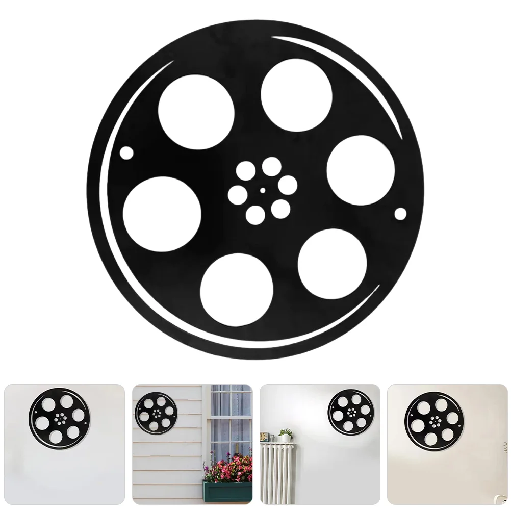 2 Pcs Retro Movie Decoration Room Wall Hanging Craft Ornaments Reel Theater Home Metal Iron Decorations Film Sculpture